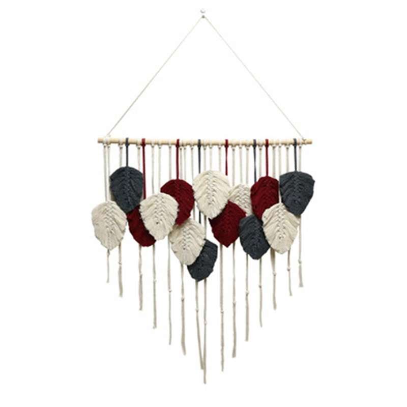 Feather Boho Wall Decor Woven Tassels Cotton Ornaments Tapestry A