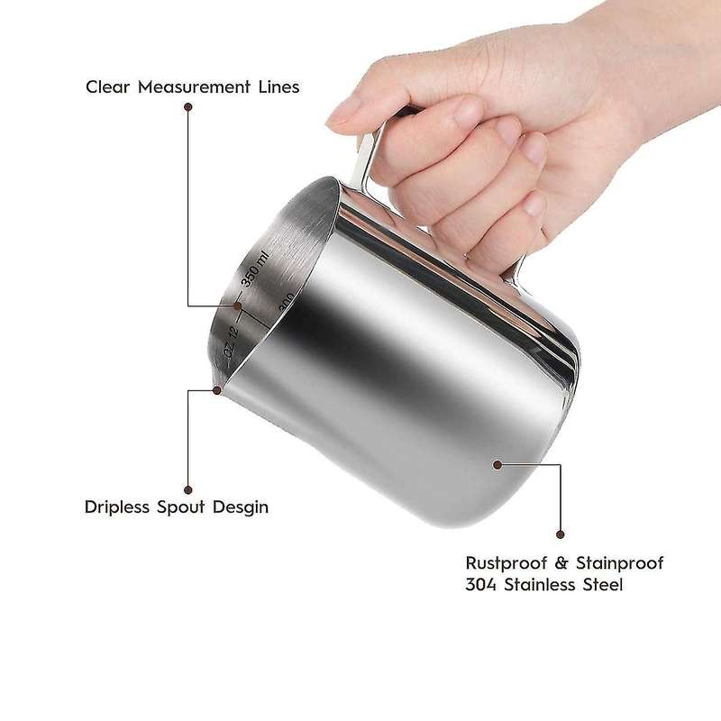 Milk Frothing Pitcher 350ml 201stainless Steelwith Decorating Pen
