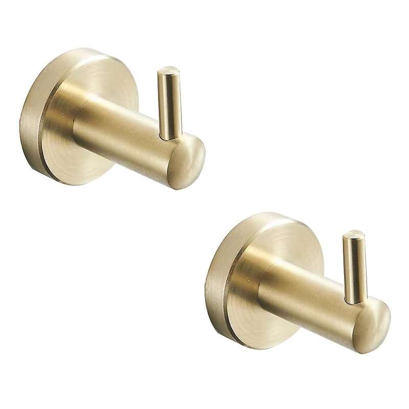 2pcs Bathroom Towel Hook Brushed Gold Stainless Steel Accessories