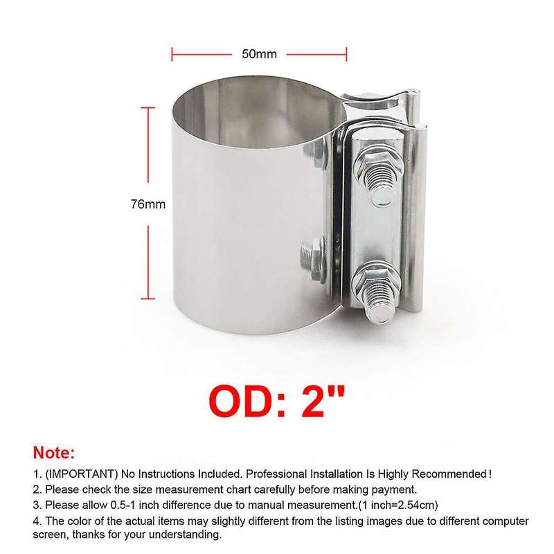 2 Inch Stainless Steel Butt Joint Exhaust Band Clamp Car