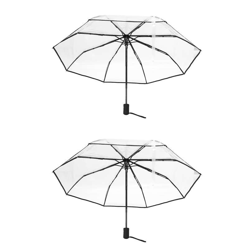 Umbrella Automatic Umbrella Compact Folding,transparent +black Border