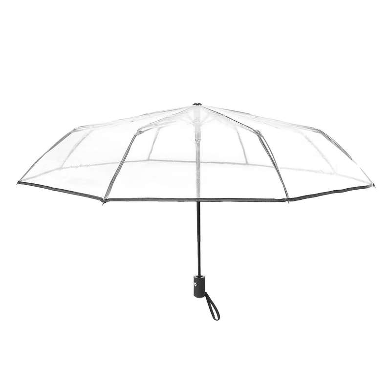 Umbrella Automatic Umbrella Compact Folding,transparent +black Border