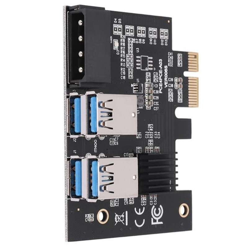 Pci-e to Pcie 1x to 16x Mining Riser Card with Molex 4 Pin Power Port