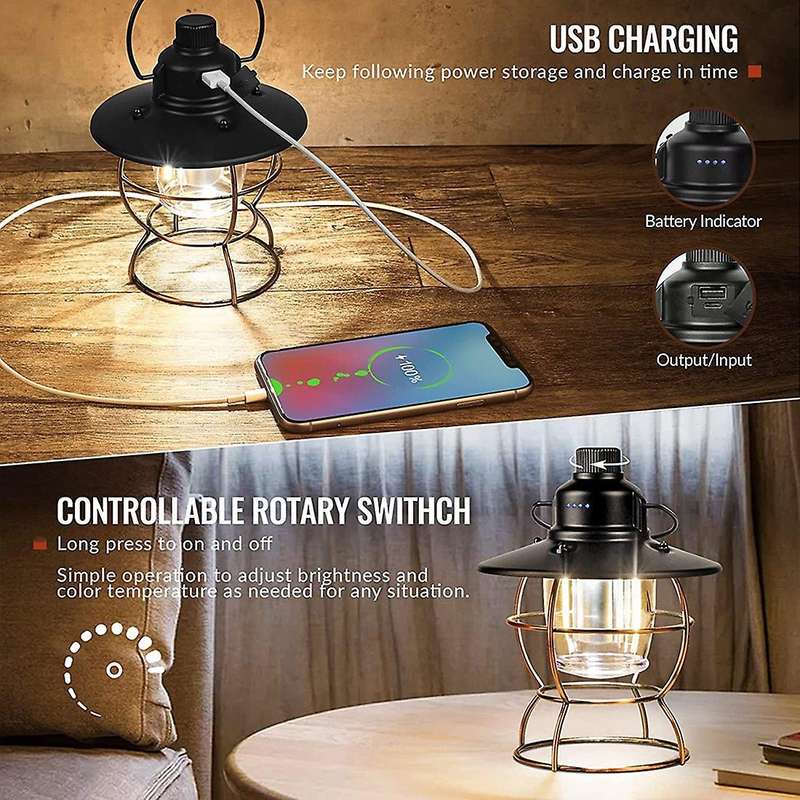 Led Vintage Camping Lantern Railroad Light,ipx4 Waterproof,green