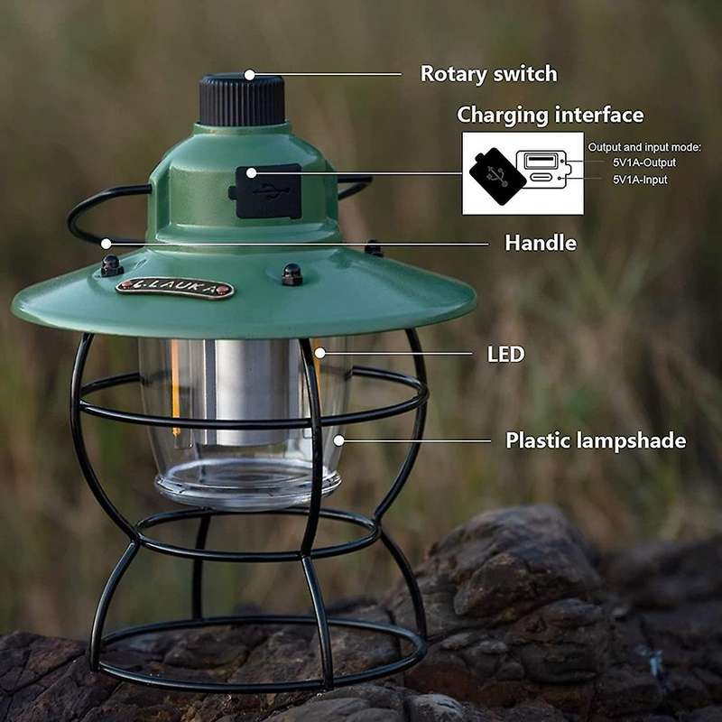 Led Vintage Camping Lantern Railroad Light,ipx4 Waterproof,green