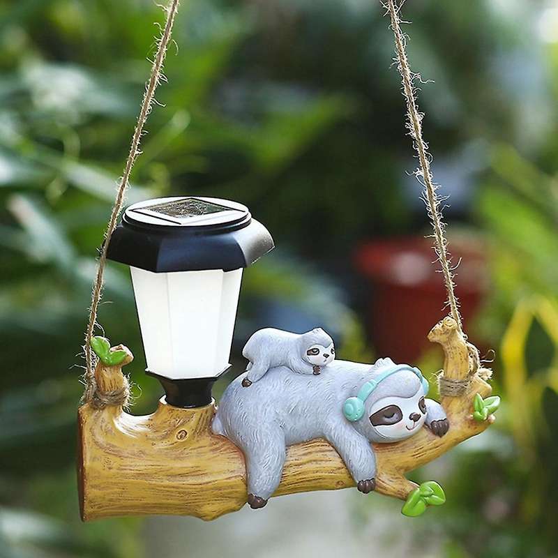 Led Solar Lamp Squirrel Sloth Hanging Resin Garden Pendan - Squirrel