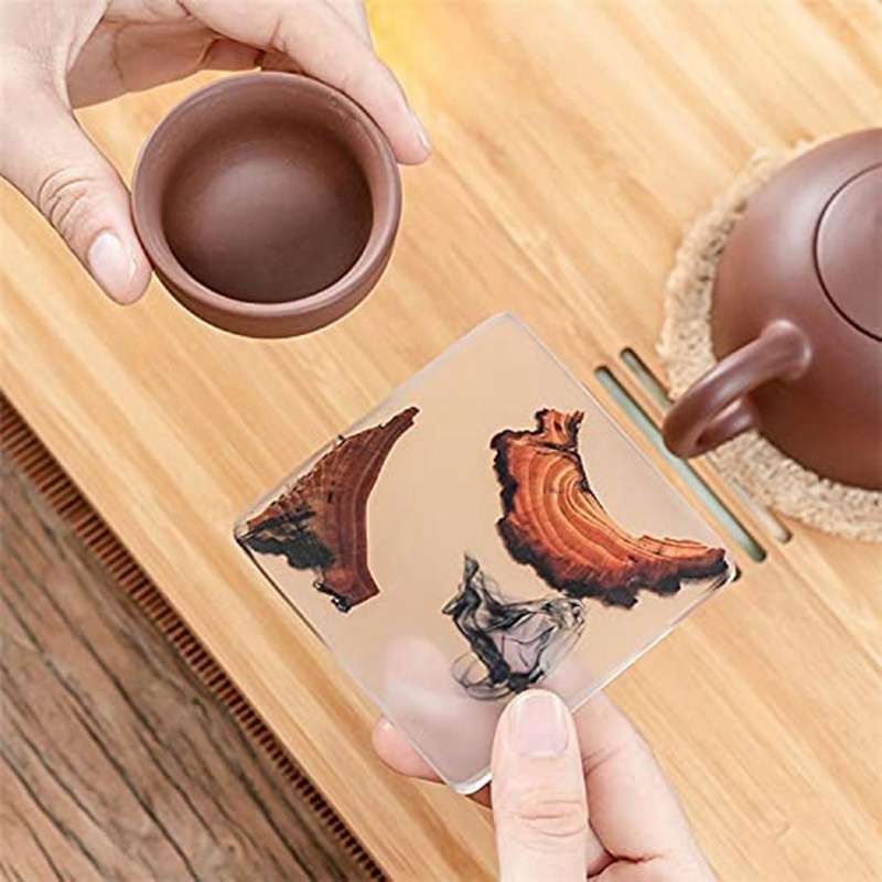 Resin Epoxy Coasters Set Of 6 Includes Holder Design Glass Coasters