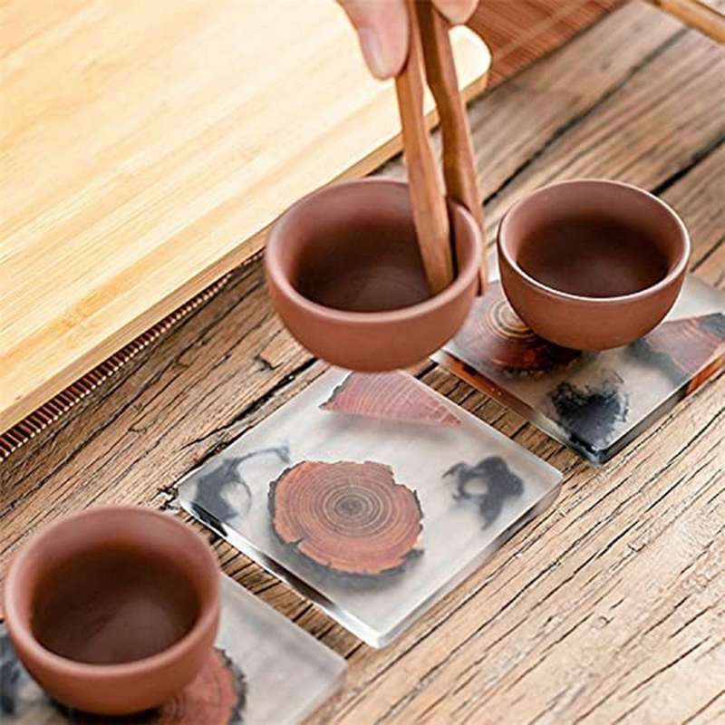 Resin Epoxy Coasters Set Of 6 Includes Holder Design Glass Coasters