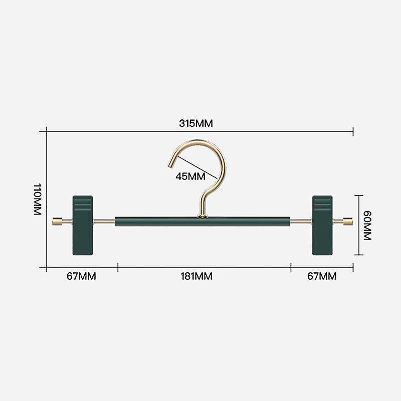 5pcs Dark Green Aluminum Alloy Trousers Hanger with Clips Rack Hook