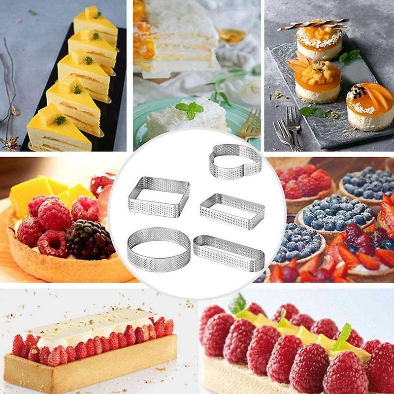 10 Pack Stainless Steel Tart Ring,tower Pie Baking Mould (5 Shapes)