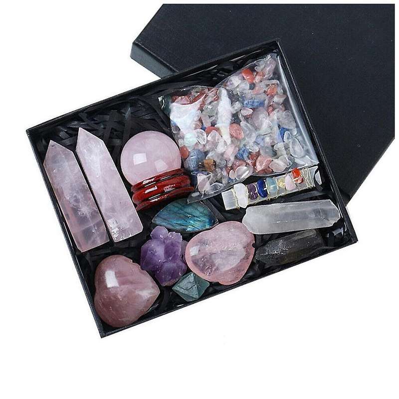 1 Box Natural Crystal Set Rough Gems Stone Gravel Mineral,pink