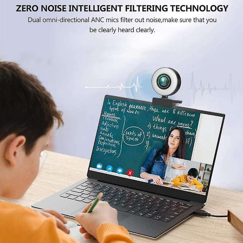 360  Rotating 4k Hd Webcam with Microphone, Autofocus for Pc Laptop