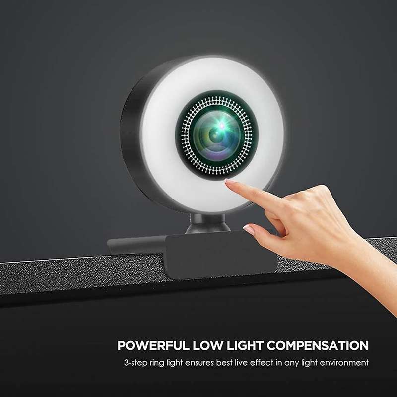 360  Rotating 4k Hd Webcam with Microphone, Autofocus for Pc Laptop
