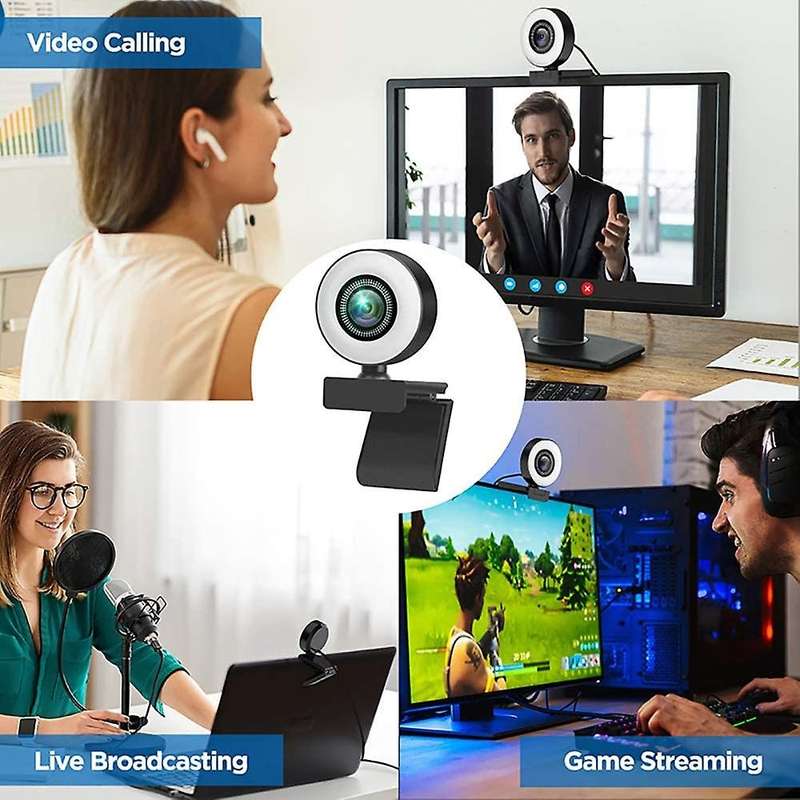 360  Rotating 4k Hd Webcam with Microphone, Autofocus for Pc Laptop