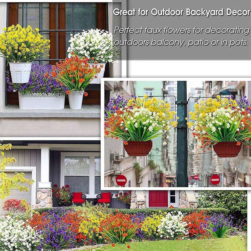 20 Bundles Artificial Flowers for Outdoor Decoration, Faux Greenery
