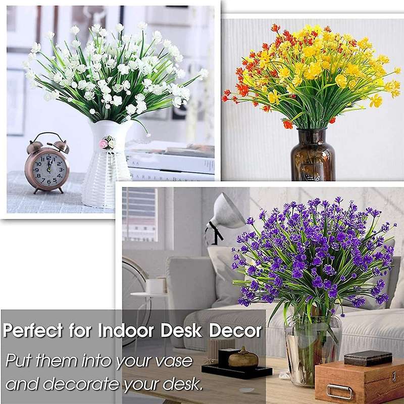 20 Bundles Artificial Flowers for Outdoor Decoration, Faux Greenery