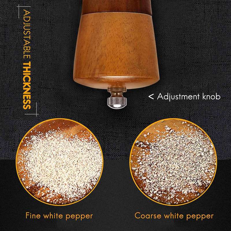 Salt and Pepper Grinders,wood Salt& Mill Set with Spoon for Cooking