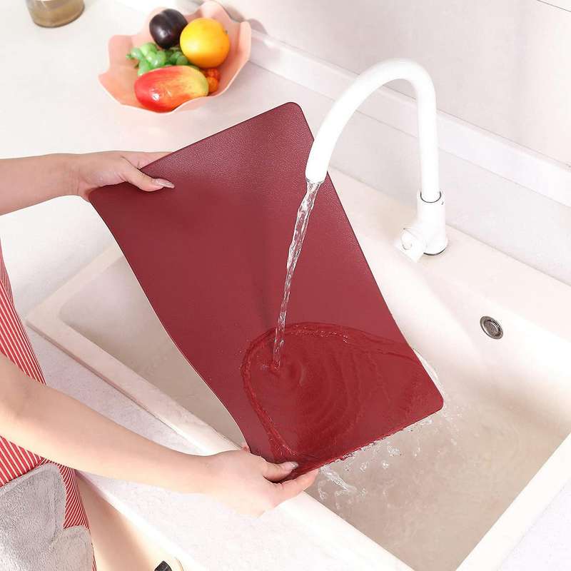 Pu Leather Placemats Set Of 6 Washable Table Mats for Home Red