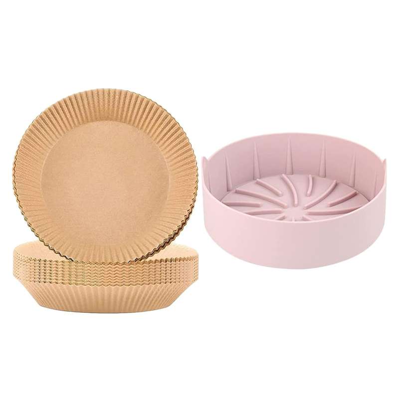 51 Pcs Air Fryer Silicone Pot and Air Fryer Disposable Paper Liner B