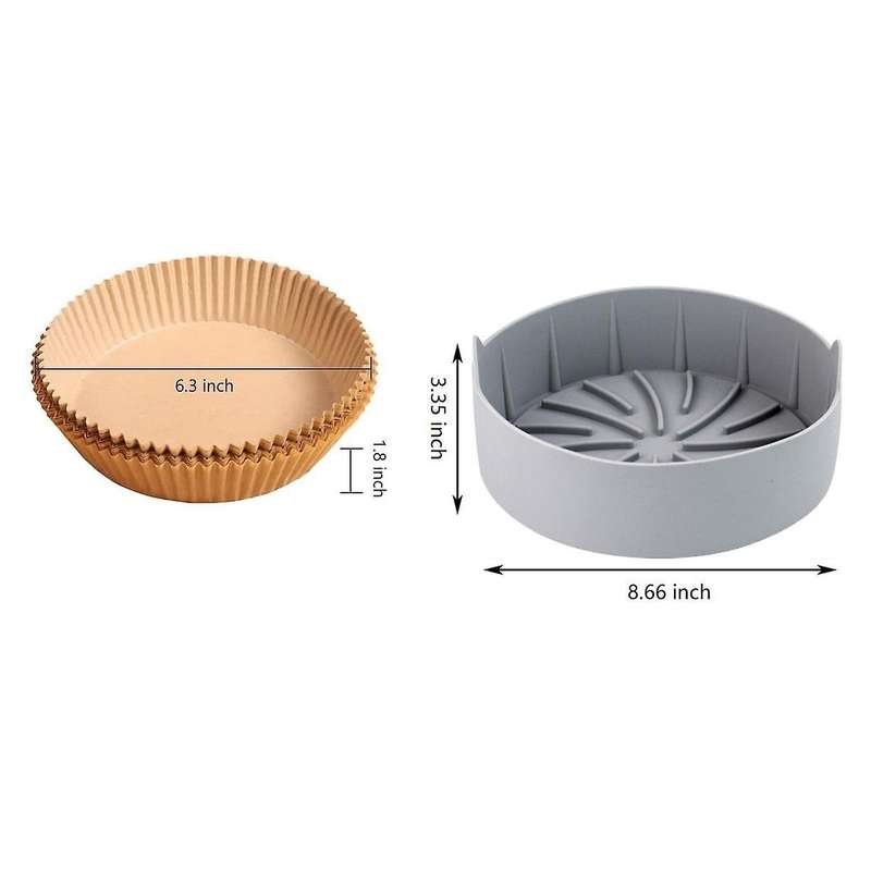 51 Pcs Air Fryer Silicone Pot and Air Fryer Disposable Paper Liner A