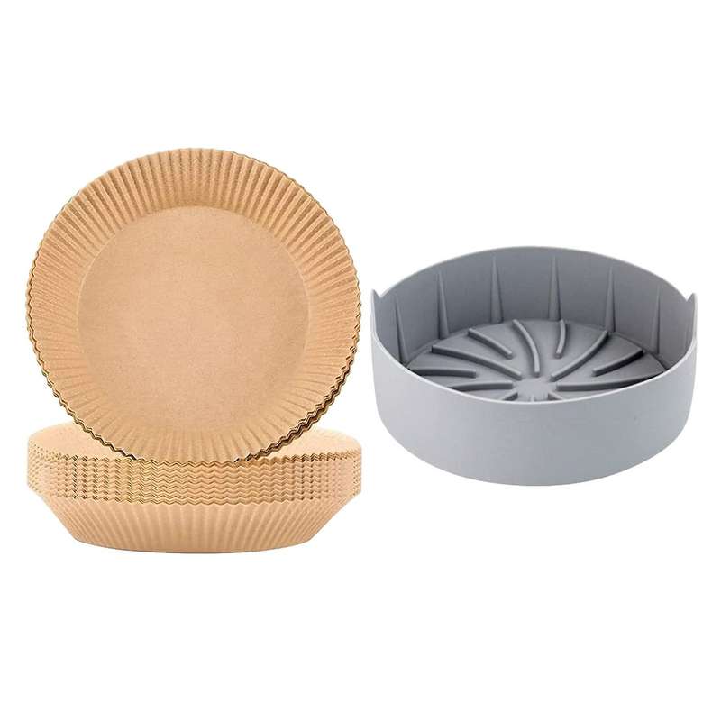 51 Pcs Air Fryer Silicone Pot and Air Fryer Disposable Paper Liner A