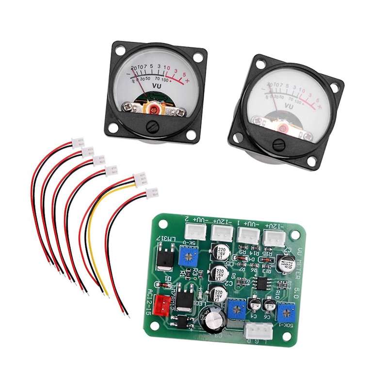 2 Pcs Vu Panel Meter Warm Back Light Recording+driver Board+cables