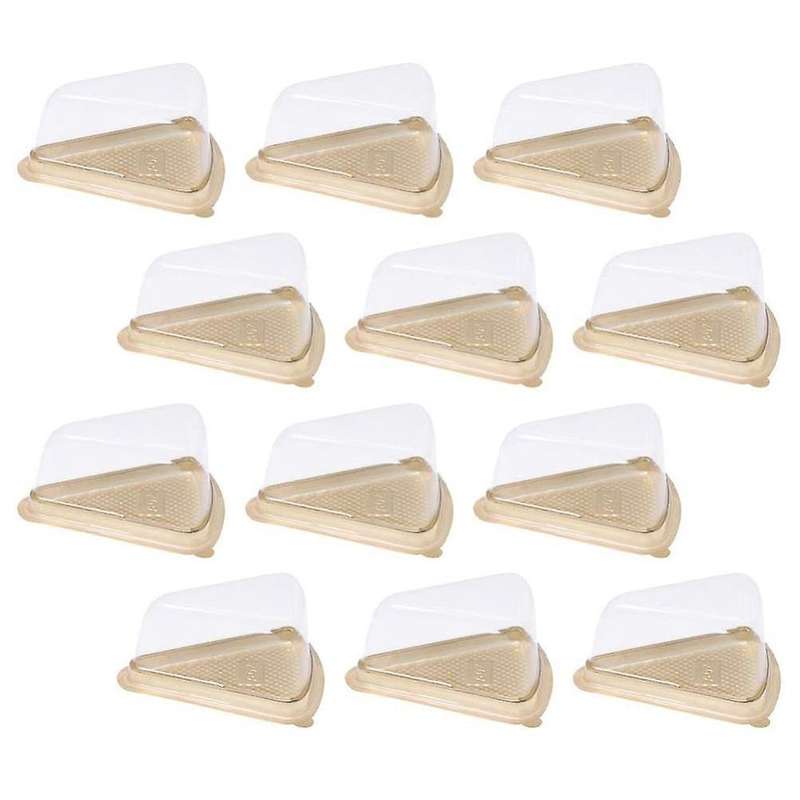 100pcs Cake Slice Clear Container Cheesecake Box with Gold Bottom