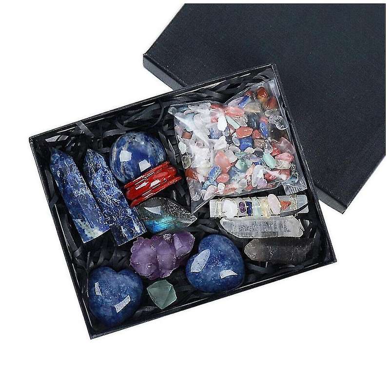1 Box Natural Crystal Set Rough Gems Stone Gravel Mineral,blue