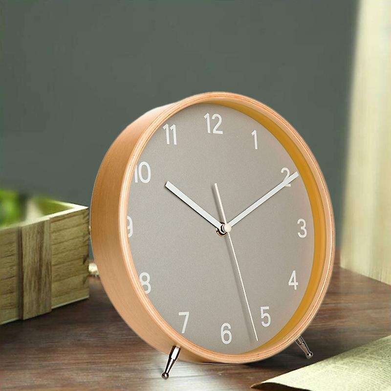 Wood Table Clock, with Quartz Movement Large Numerals for Bedroom