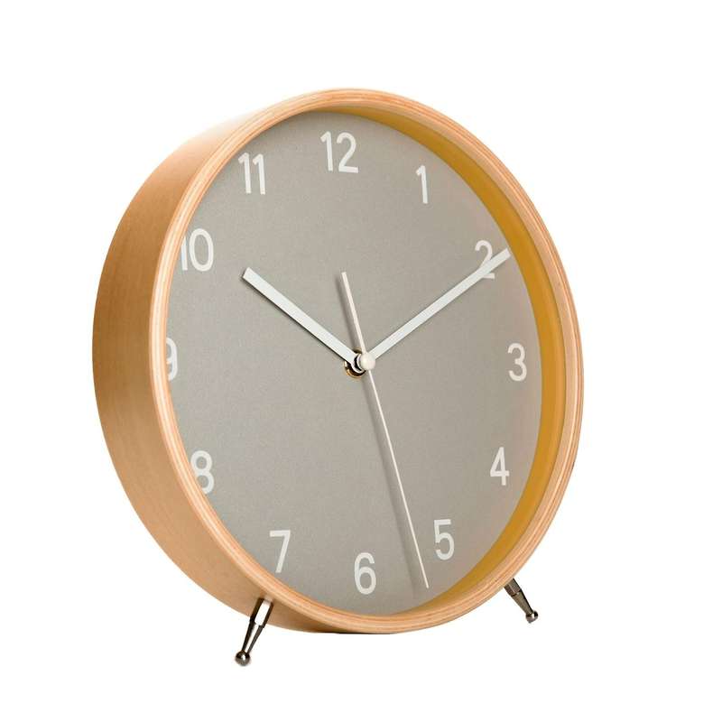 Wood Table Clock, with Quartz Movement Large Numerals for Bedroom