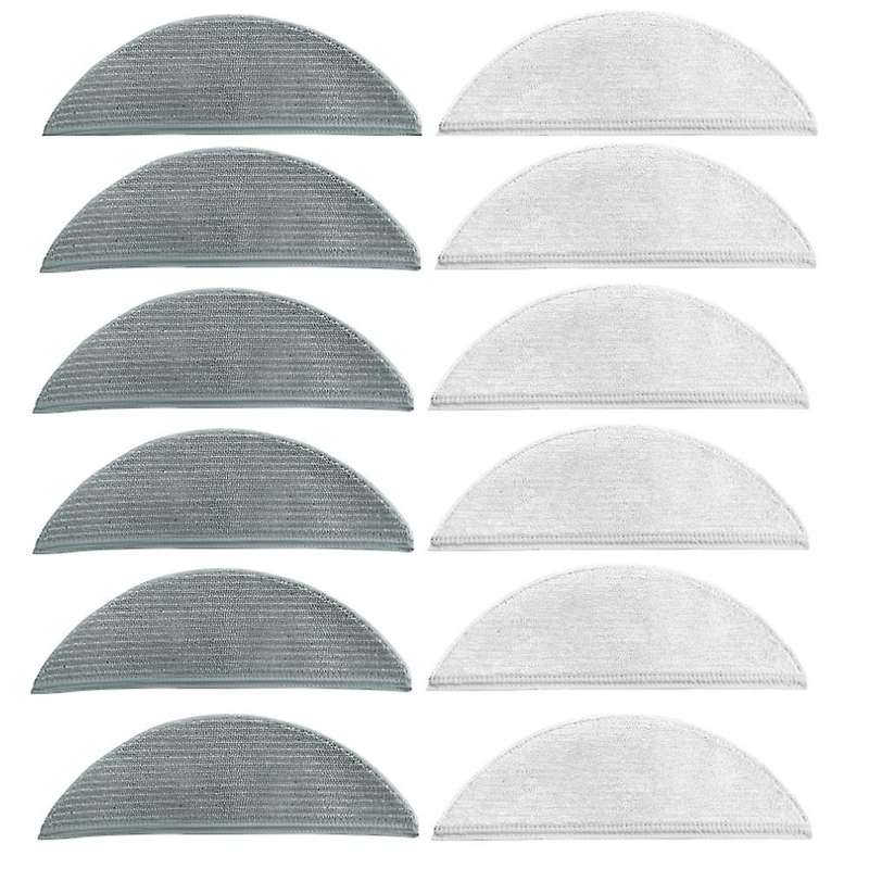 12pcs Cleaning Mop Cloth Gray and White Washable Cloth Sweeping Robot