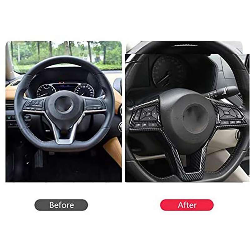 2x Carbon Fiber Steering Wheel Decoration Cover Frame Trim for Nissan