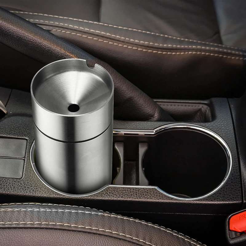 Car Ashtray with Lid 2 Pieces Stainless Steel Ashtrays
