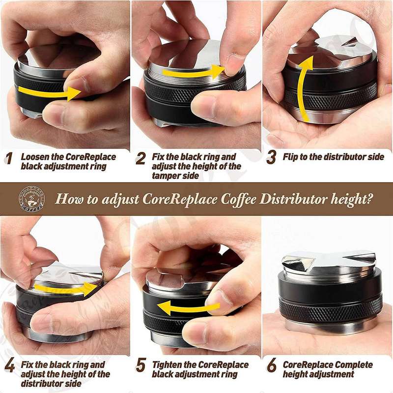 53mm Stainless Steel Coffee Distributor and Tamper,adjustable Depth