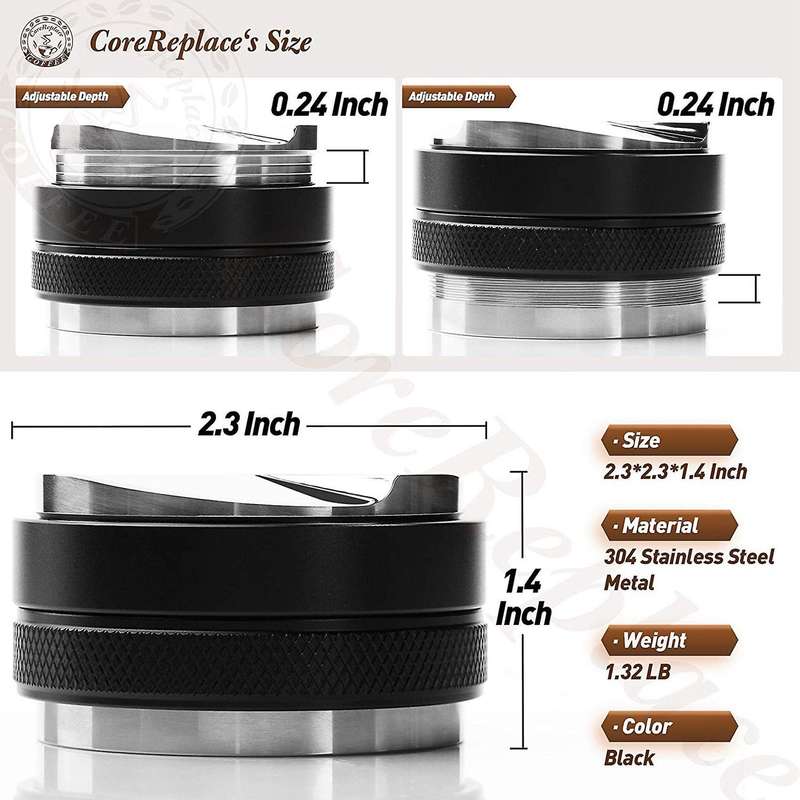 53mm Stainless Steel Coffee Distributor and Tamper,adjustable Depth