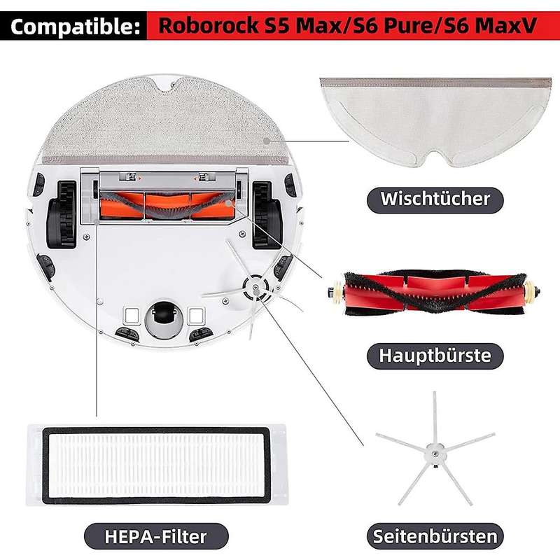 14 Pcs Accessory Set for Xiaomi Roborock S5 S6 Pure S6 Maxv White
