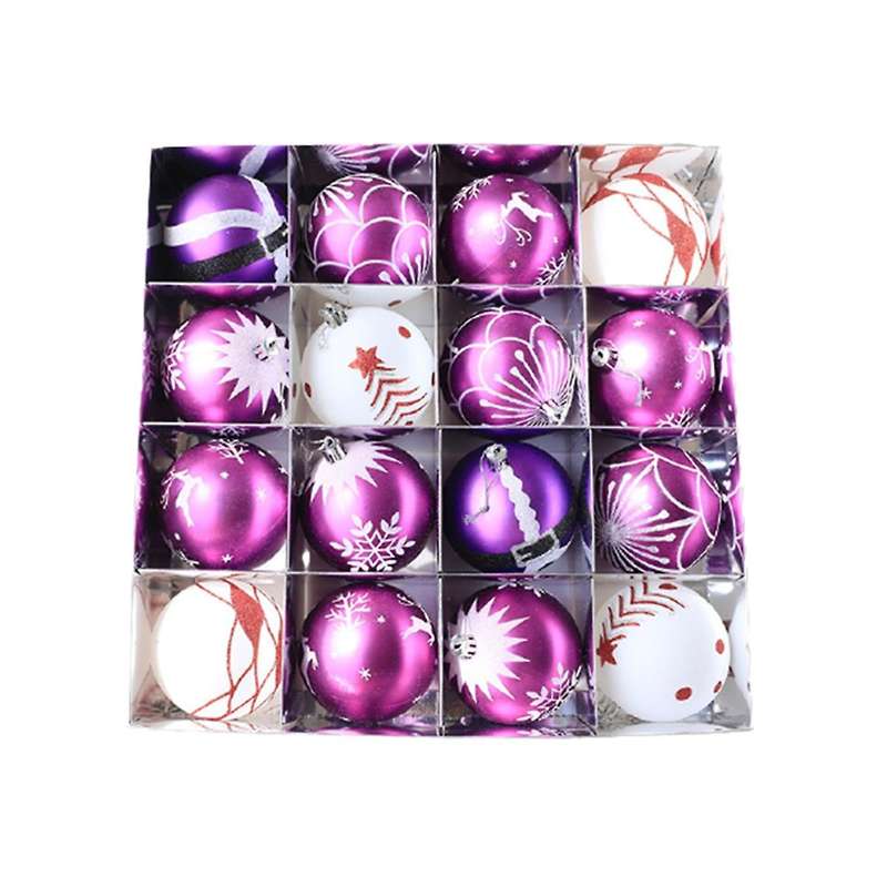 16 Square Grid Christmas Painted Ball Christmas Tree Pendant Purple