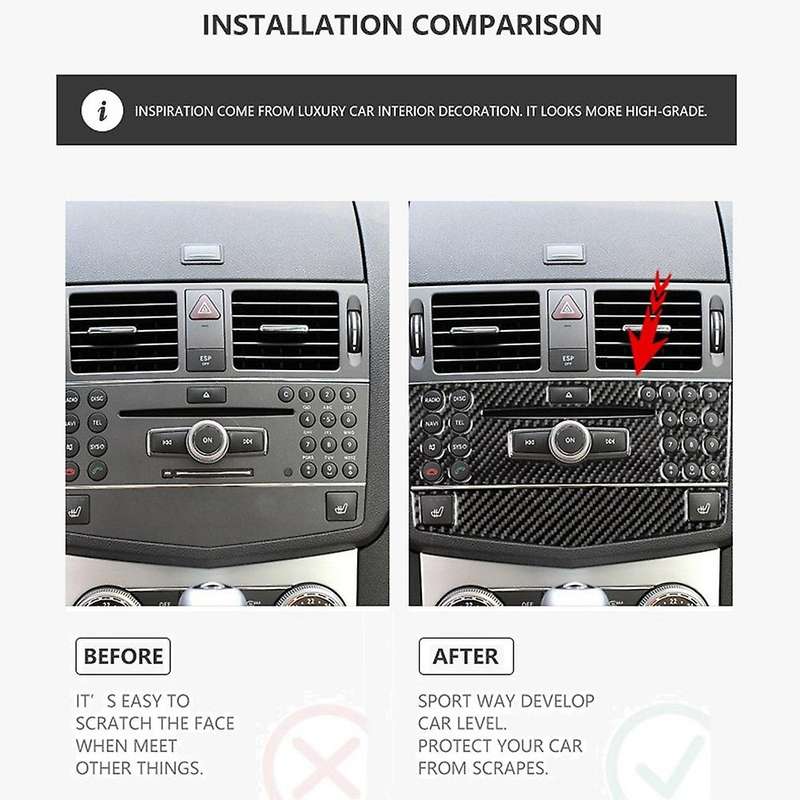 Carbon Fiber for Benz C Class W204 07-10 Car Center Navigation Cover