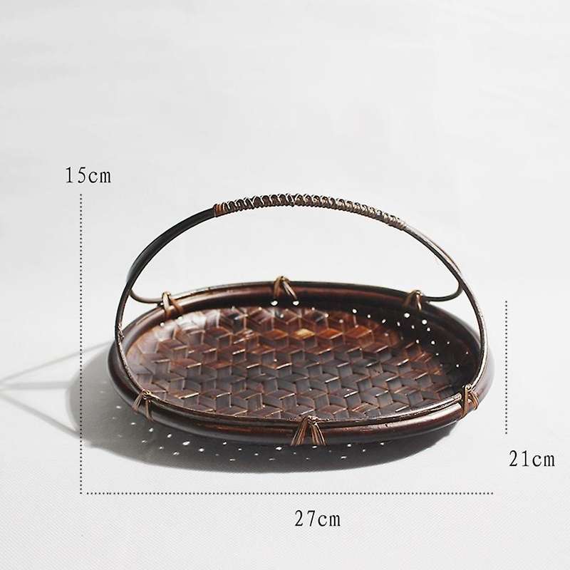 Chinese Style Bamboo Weave Storage Basket Tea Set Storage Box C