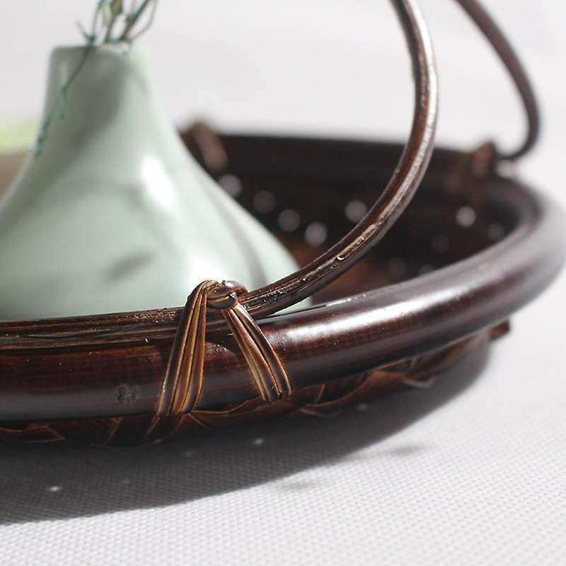 Chinese Style Bamboo Weave Storage Basket Tea Set Storage Box C