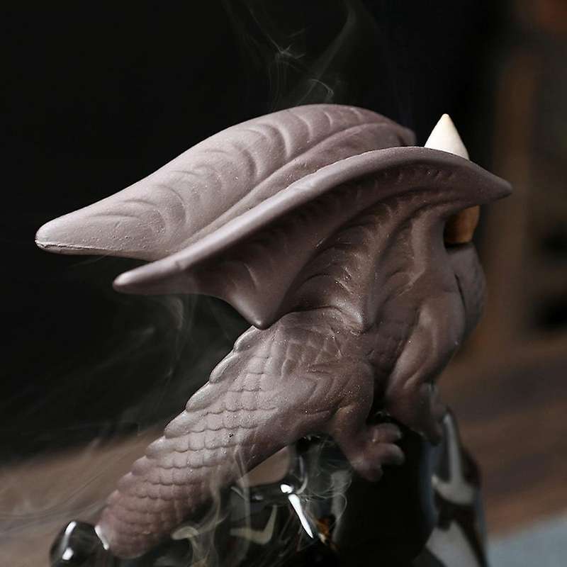 Incense Burner Ceramic Dragon Incense Cone Waterfall Smoking