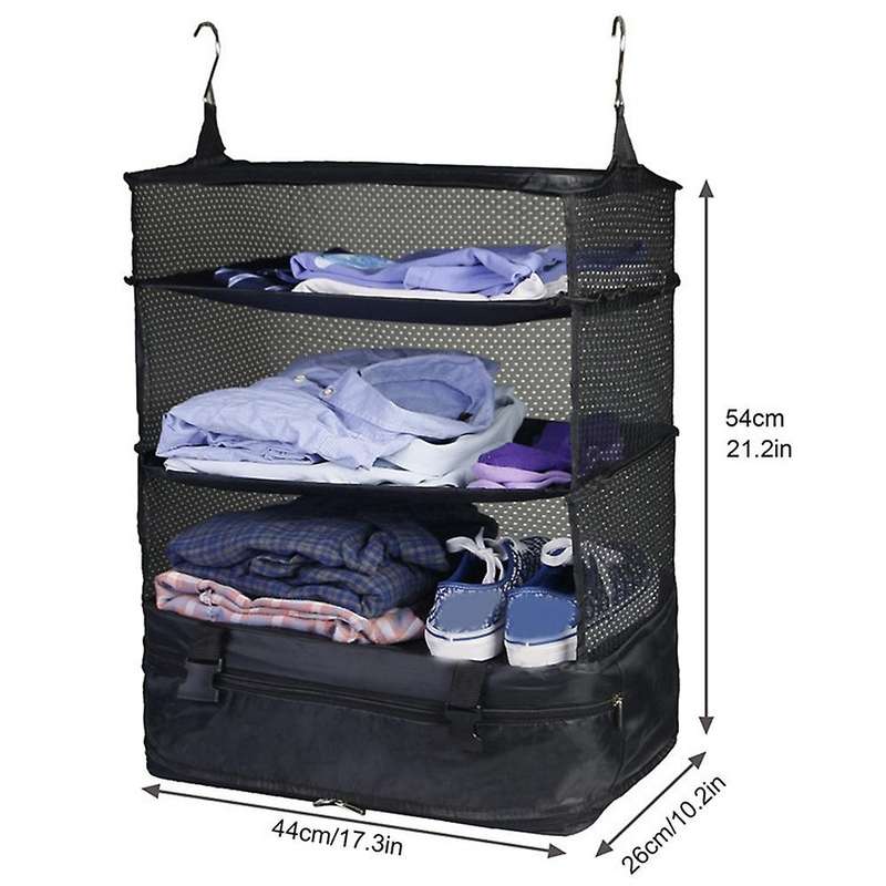 Hanging Organizer Portable Travel Storage Bag Travel Suitcase Shelves