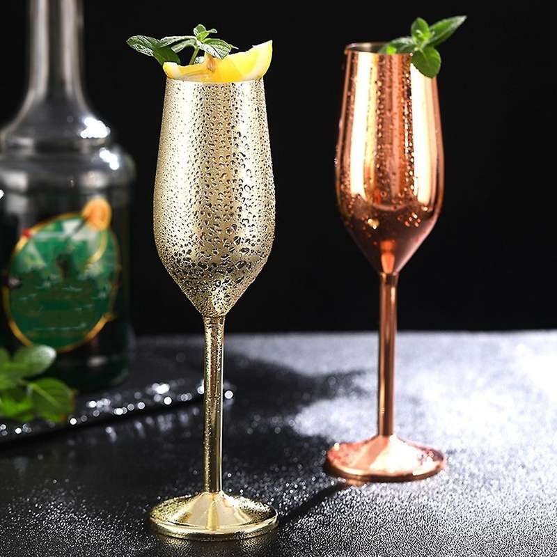 Stainless Steel Wine Tumbler Champagne Cup Cocktail Glass Bar Gold