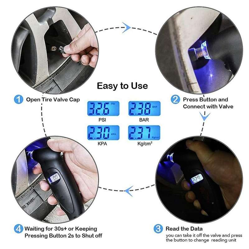 5pcs Car Digital Tire Pressure Gauge 0-150 Psi for Bikes Motorcycle