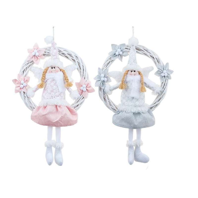 Christmas White Angel Wreath Pink Door Hanging Christmas Pendant A