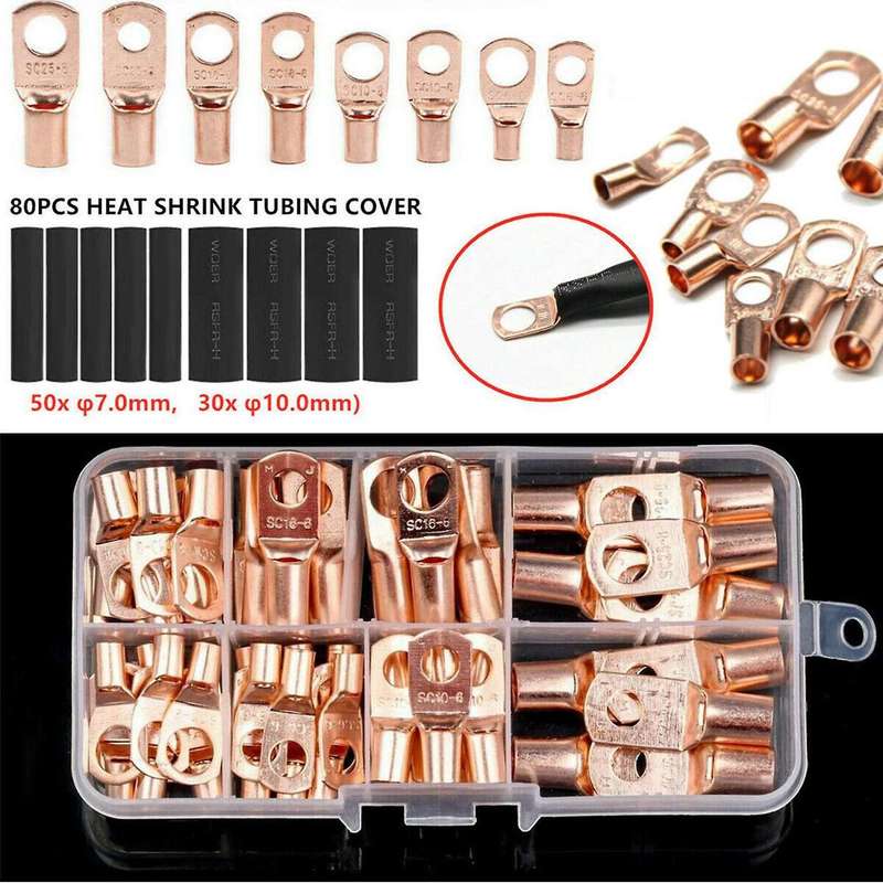 140pcs Copper Wire Ring Terminal Lug Sc Battery Welding Connectors