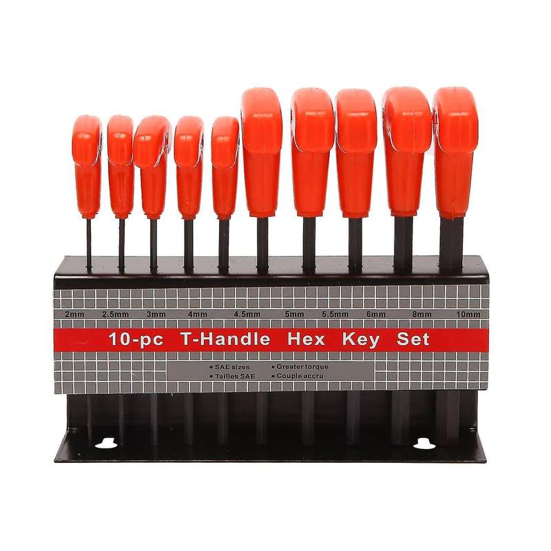 10pc T-handle Hex Key Wrench Tool Set. Sizes 2mm-10mm. Hex Wrenchs