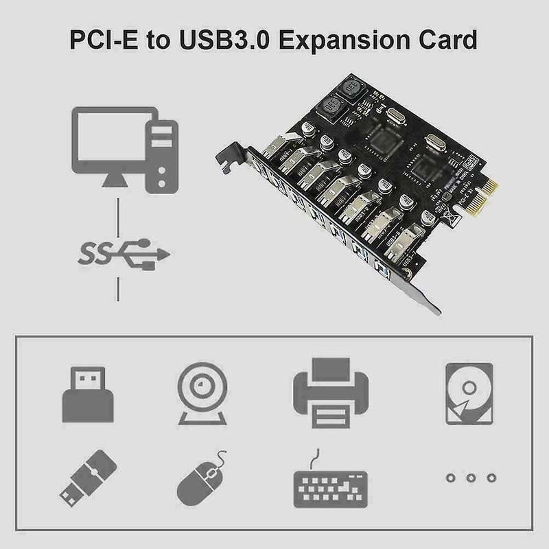 7 Port 5gbps Adapter Pci-e Express Super Speed Add On Card