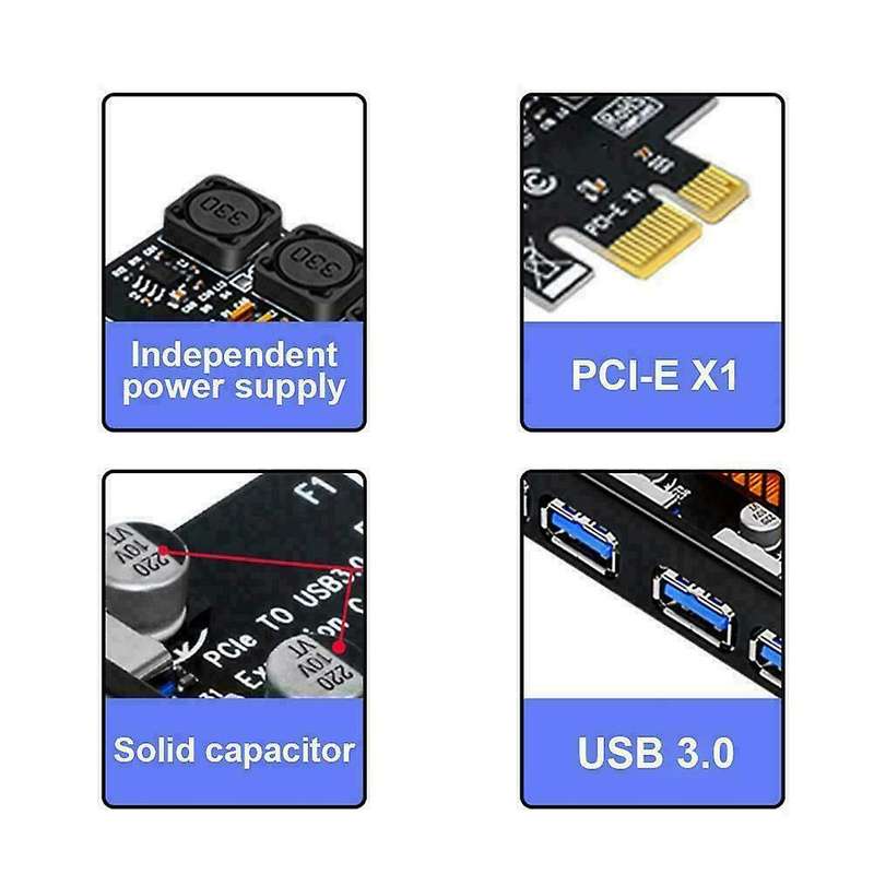 7 Port 5gbps Adapter Pci-e Express Super Speed Add On Card