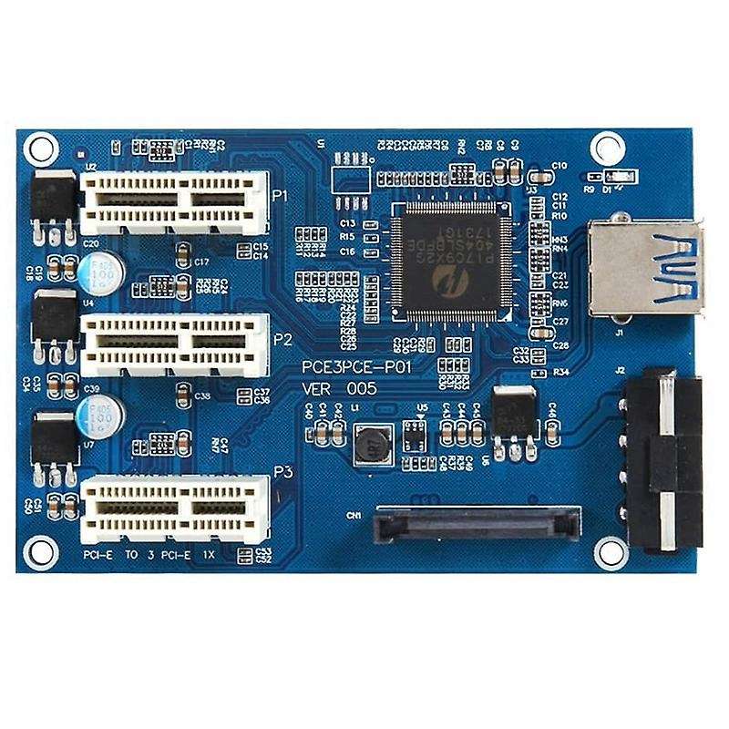 Pci-e Express 1x to 3 Port 1x Switch Multiplier Hub Riser Card +usb